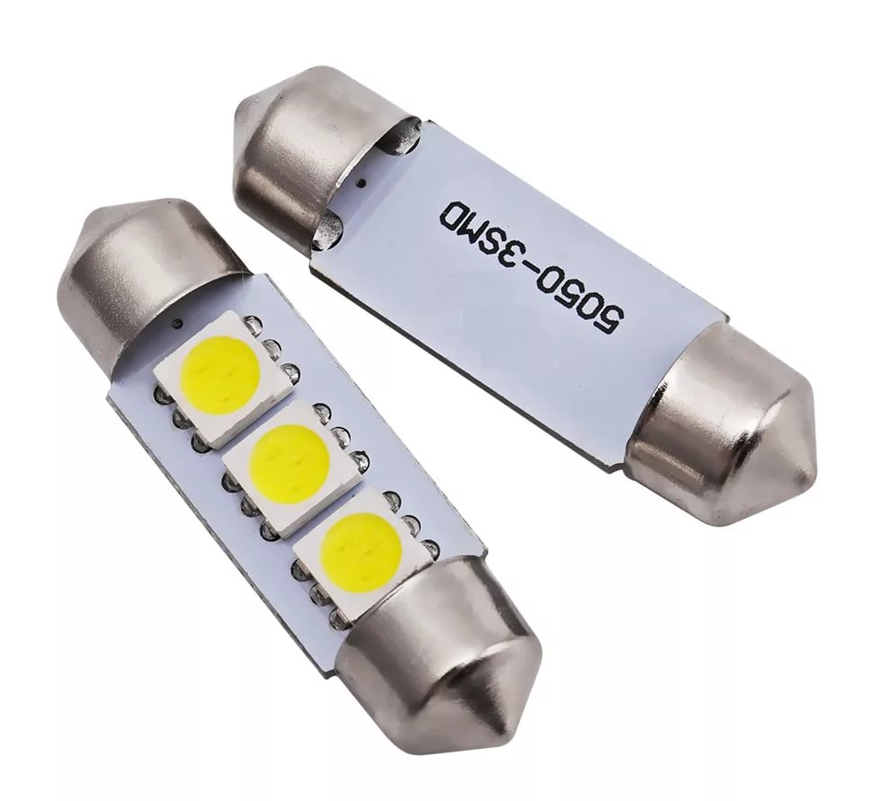 Лампа светодиодная C5W 12V 3SMD белая пальчик освещение салона, номера 36мм  GRANDELIGHT GL-12-C5W-3SMD-5050 купить в Челябинске, цена 71 руб